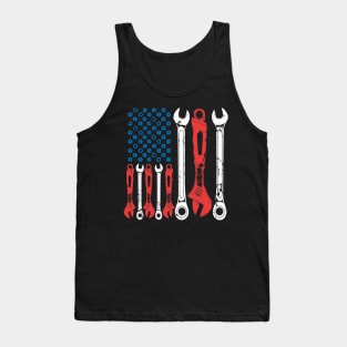 USA American Flag Mechanic Tank Top